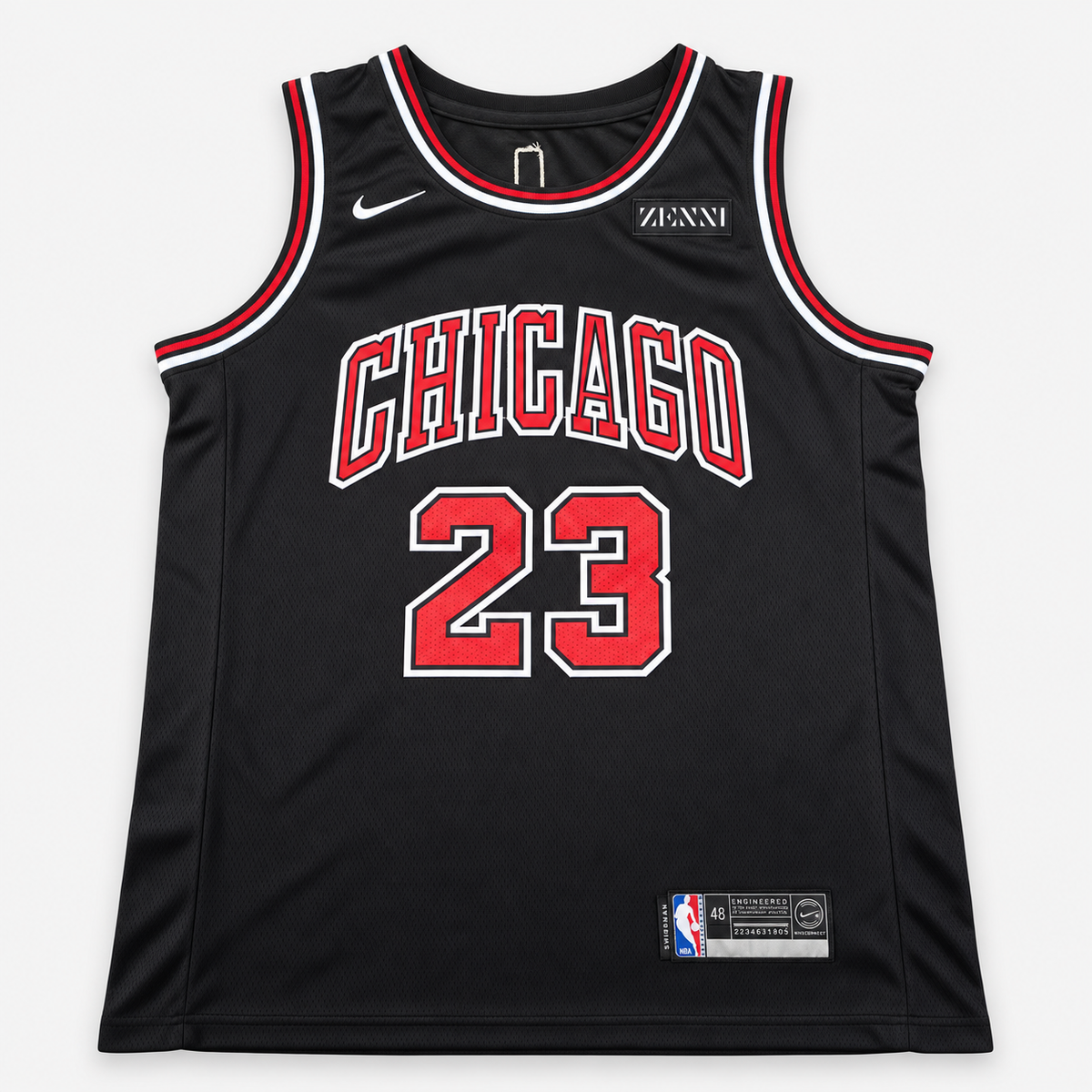 גופיית כדורסל שיקגו בולס מספר 23 שחור | כיתוב CHICAGO אדום — חזית