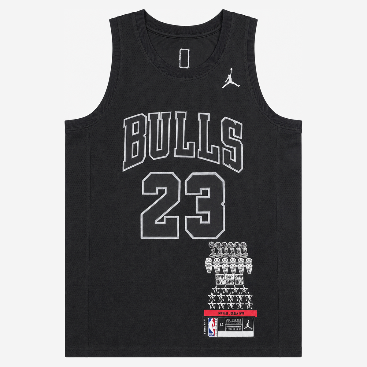 גופיית כדורסל שיקגו בולס מספר 23 שחור | כיתוב BULLS והדפס גביעים