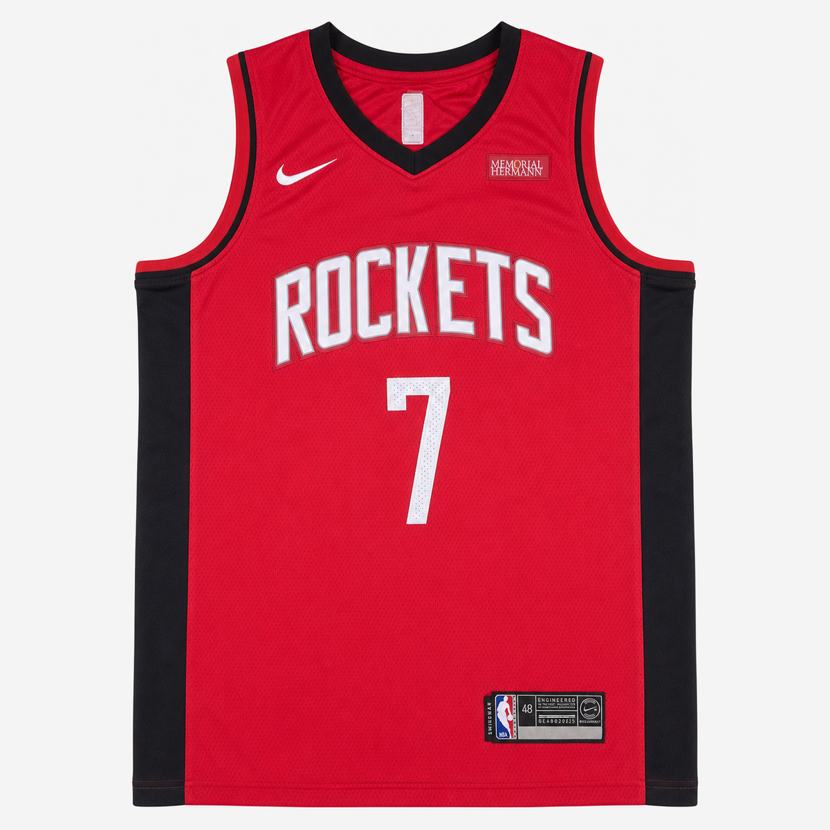 גופיית כדורסל יוסטון רוקטס מספר 7 אדום | כיתוב ROCKETS ועיטור שחור