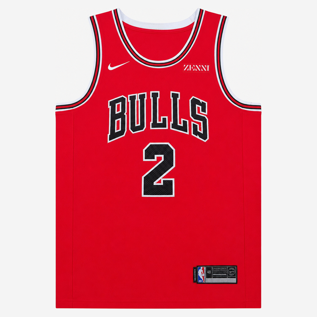 גופיית כדורסל שיקגו בולס מספר 2 אדום | כיתוב BULLS